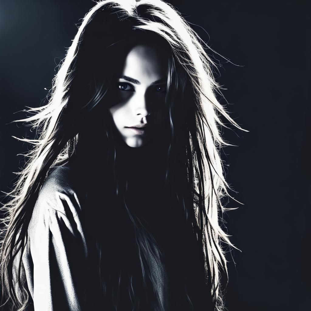 Enchanting Hacker Girl Hiding in Shadows