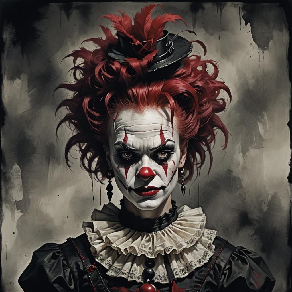 Gothic Punk Clown in Chiaroscuro Portrait