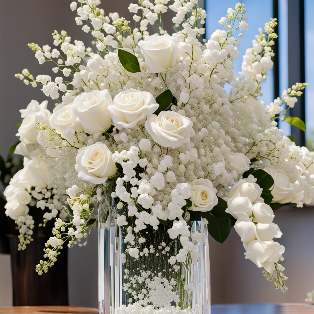 Floral Arrangement: White Gardenias and Roses
