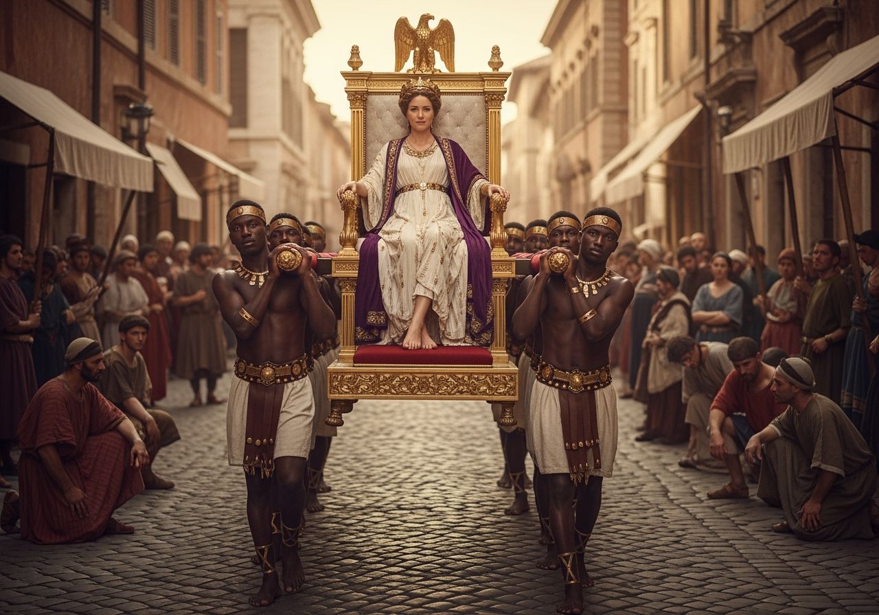 Empress Messalina on Gold Litter in Ancient Rome