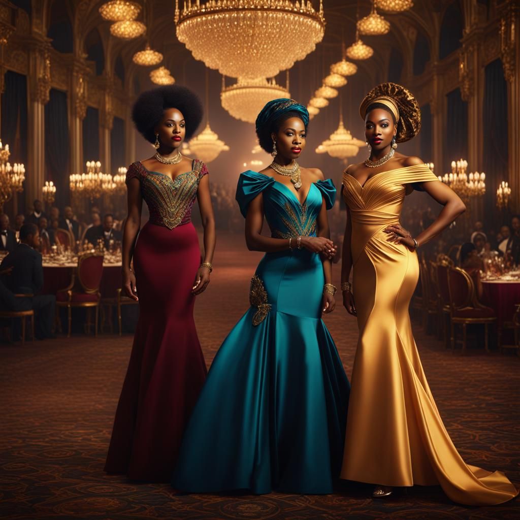 Elegant African American Women at Homecoming Banquet