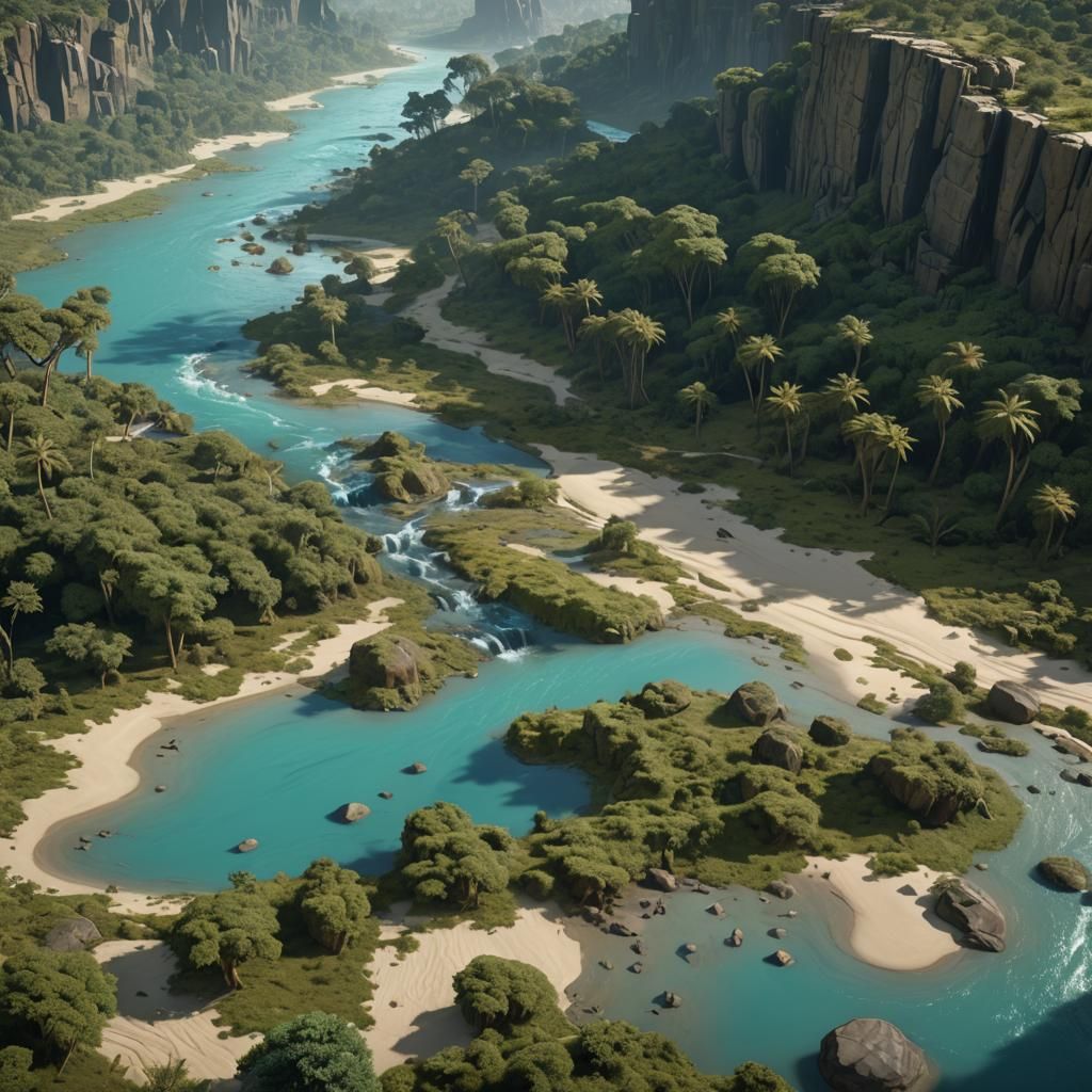 Turquoise River Divides Jungle and Desert