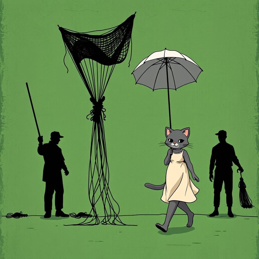 Men in Tension Hold Fishing Nets in a Swampy, Metallic Lands...