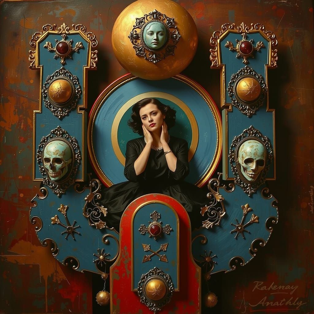 Abstract Black Portrait of a Woman in Malevich Style