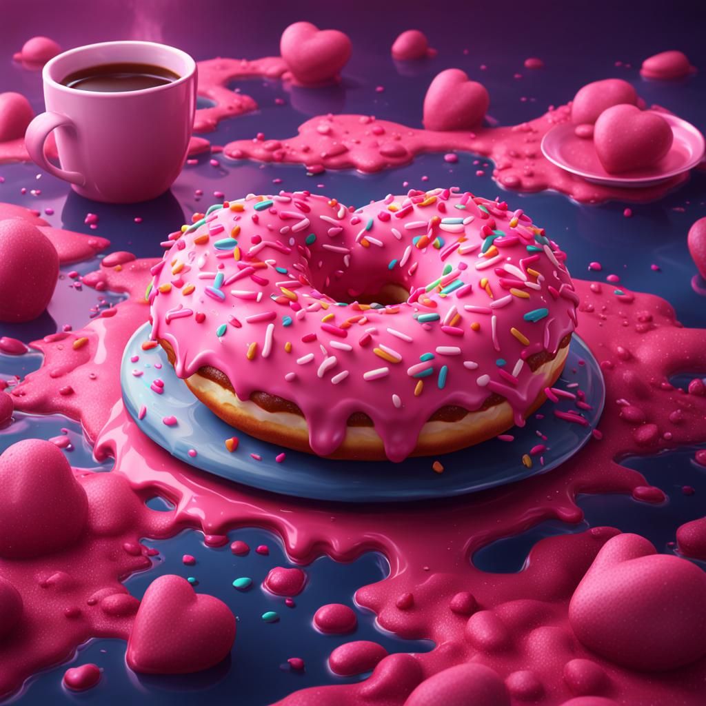 Pink Heart Donut Fantasy Concept Art