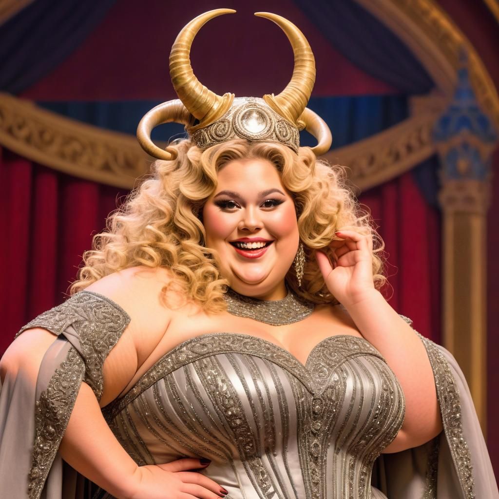 Beautiful Overweight Opera Singer on Elaborate Stage