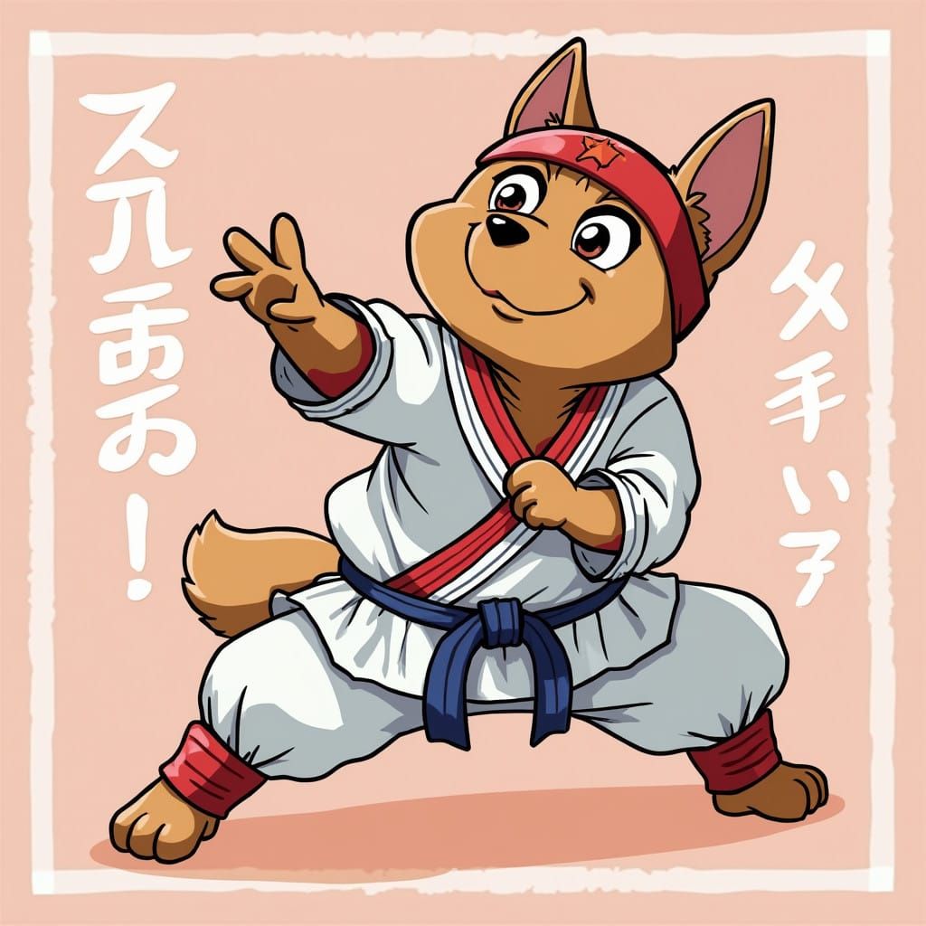 Karate Ninja Dog in Anime Style