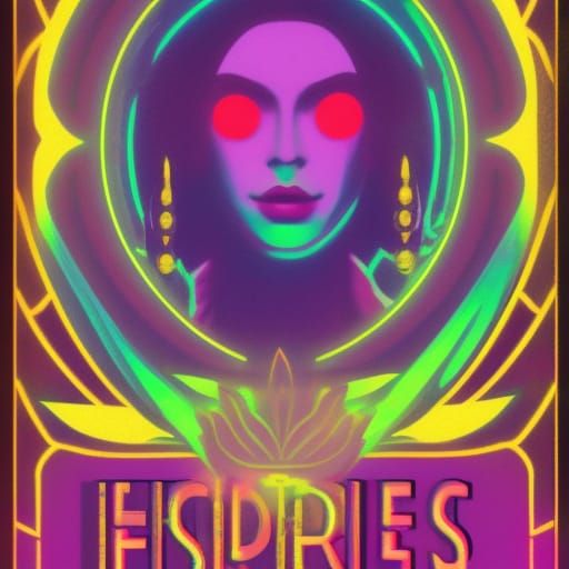 The Empress Tarot Card in Synthwave Neon Style