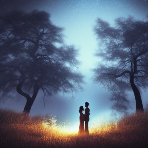 Romantic Couple Dancing in Moonlight, Concept Art