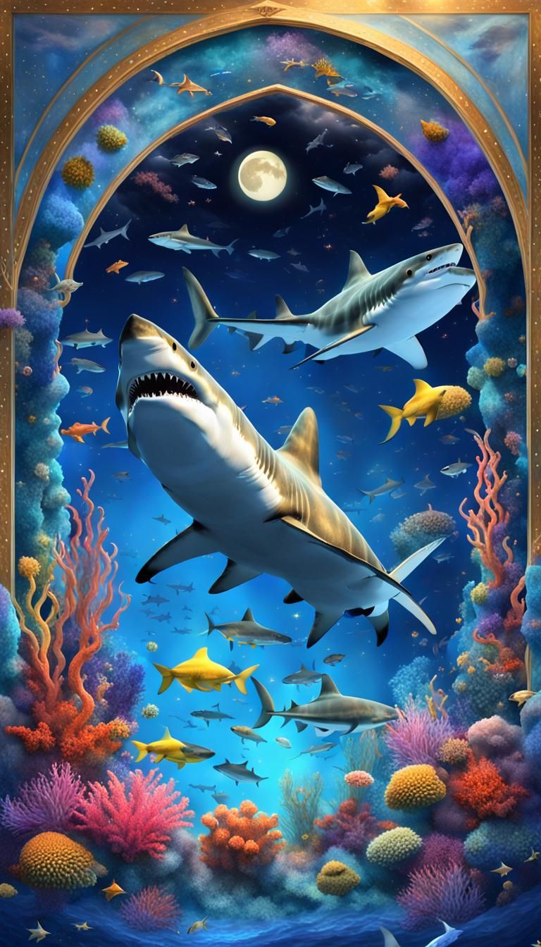 Underwater Dreamscape: Sand Tiger Shark in Digital Art