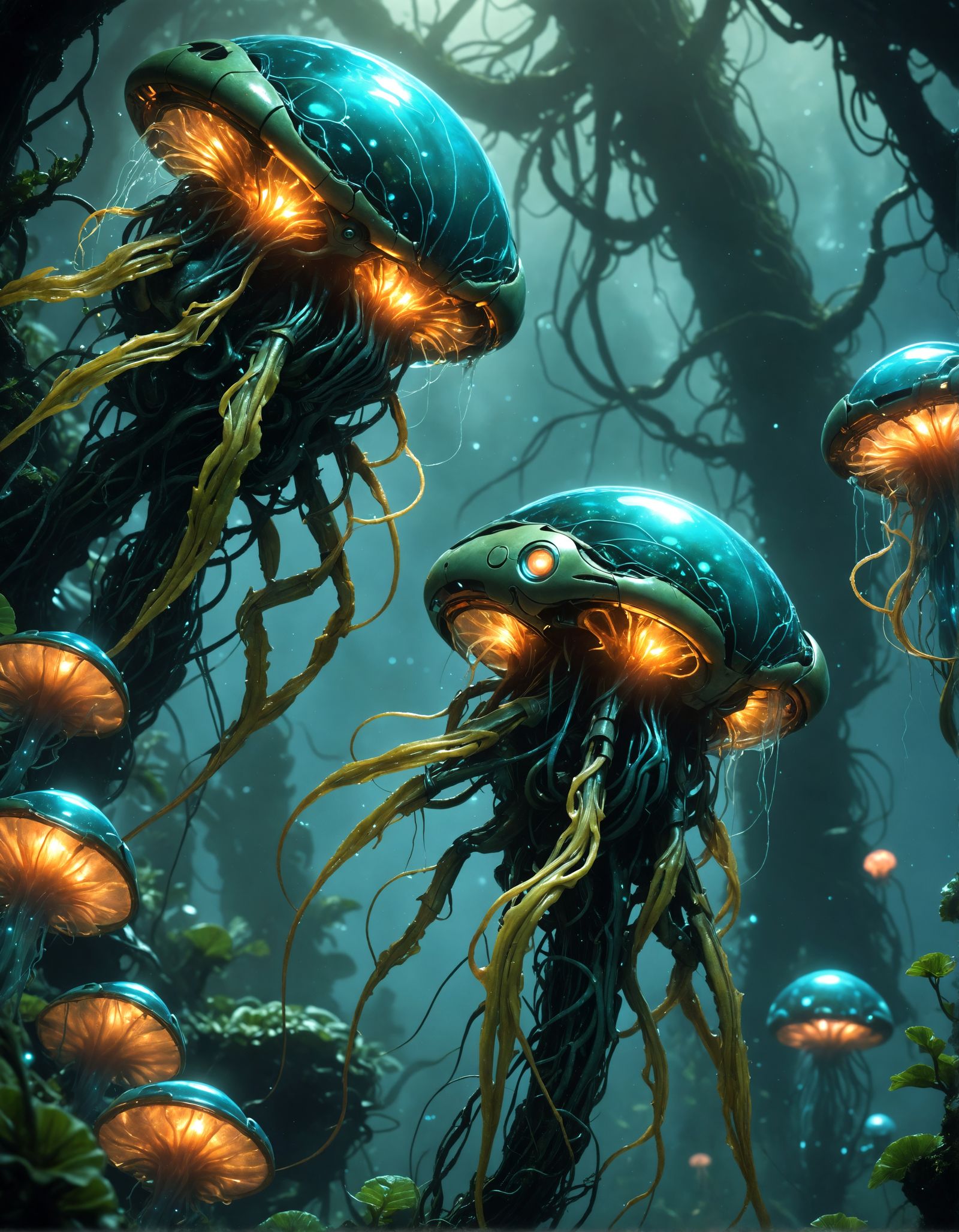 Bioluminescent Underwater Alien Concept Art
