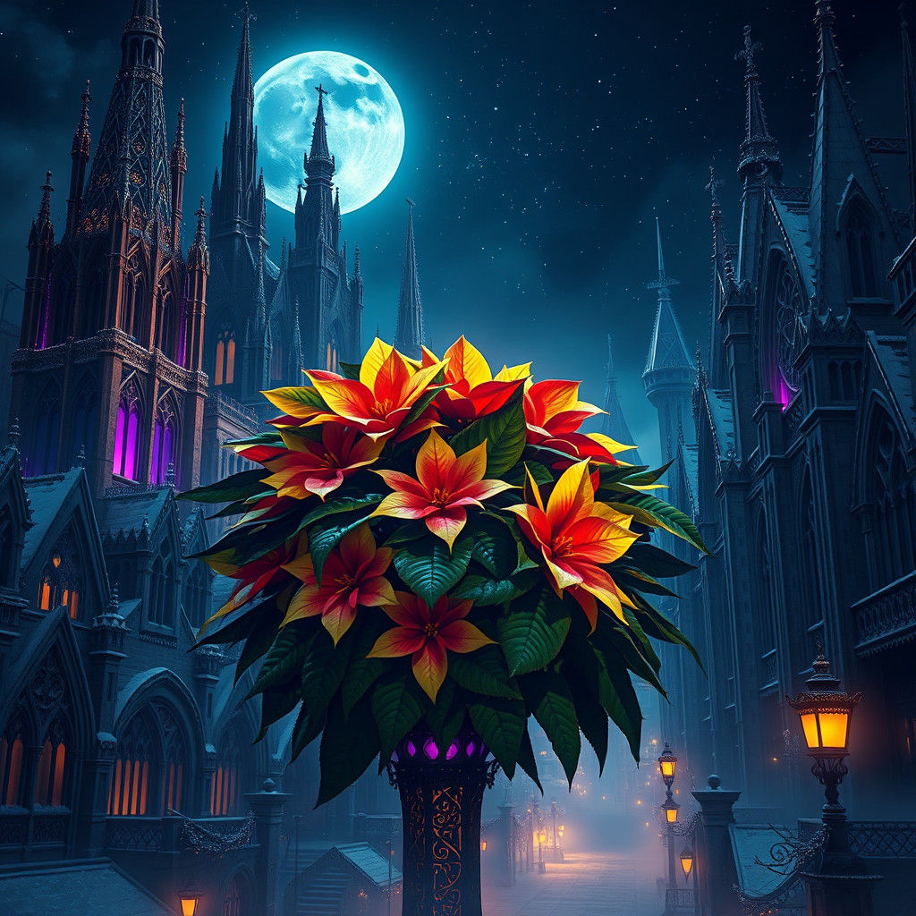 Gothic Metropolis Poinsettia in Dark Fantasy Art