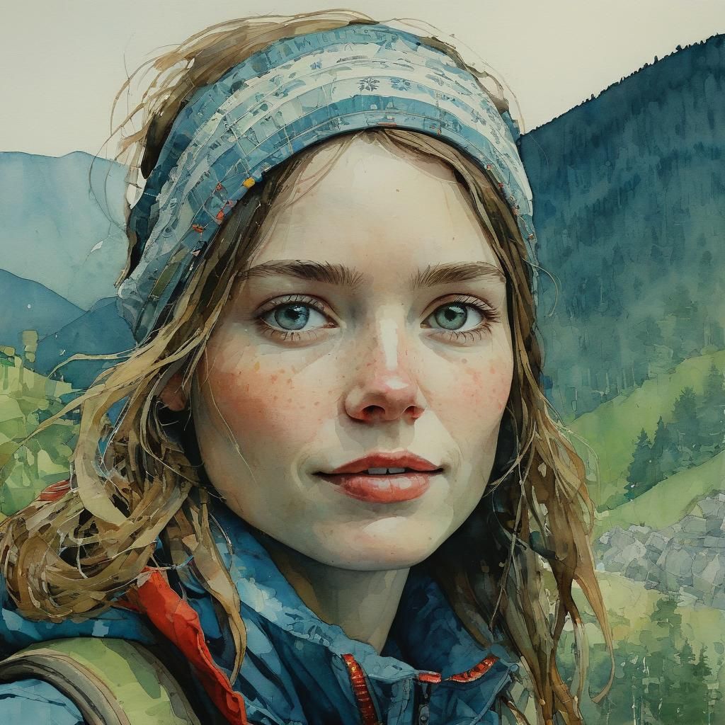 Cheerful Woman in Appalachian Mountain Landscape