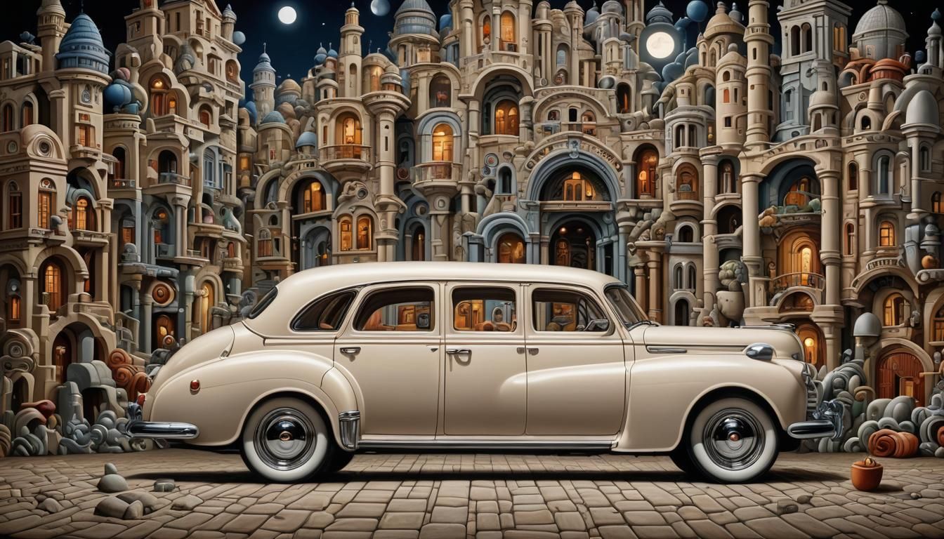 Surreal Car in Pixel Art Style