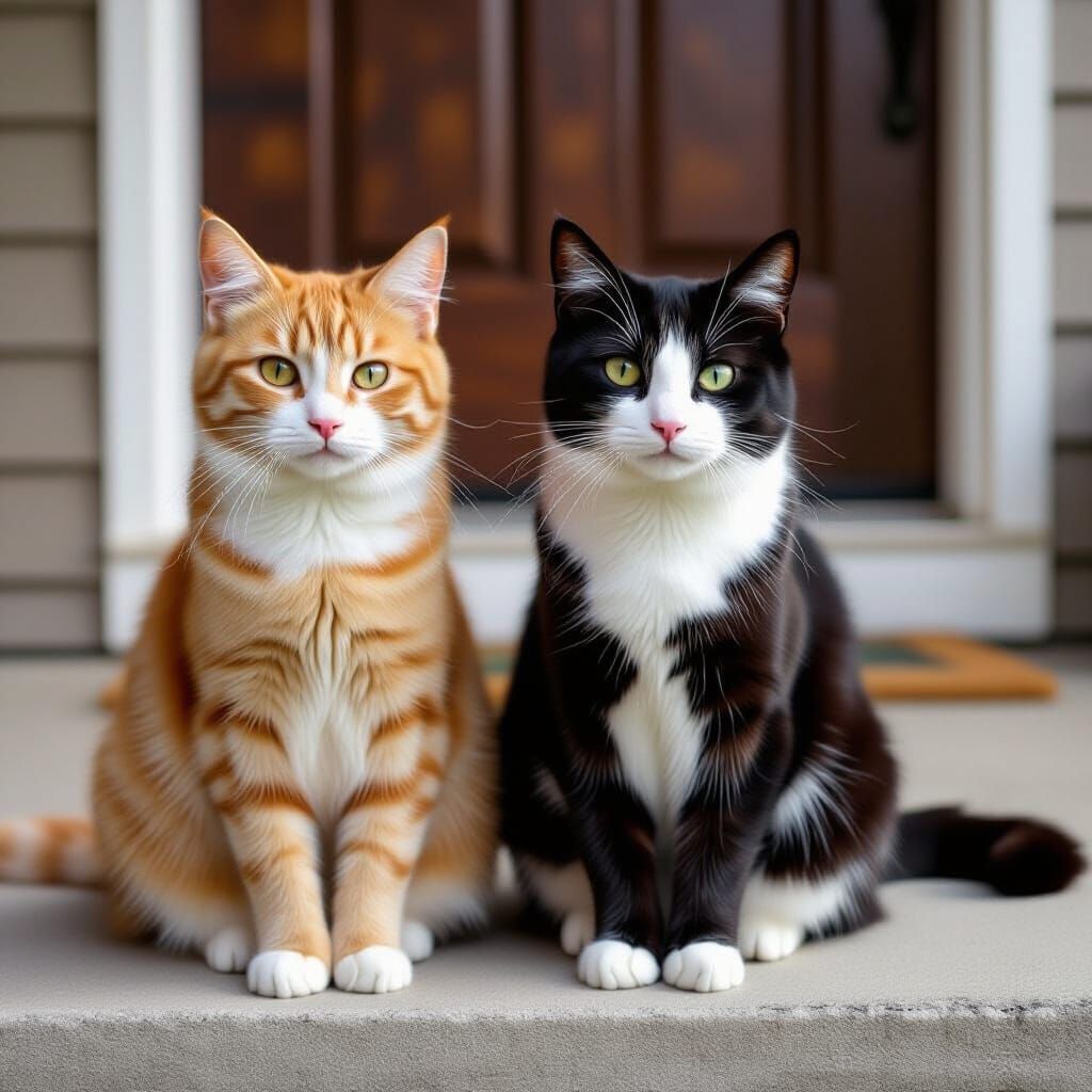 Cats on a Porch: A Moment of Feline Companionship