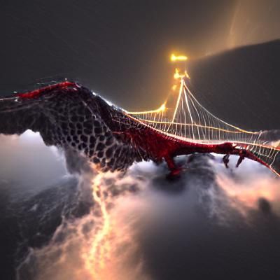 Cars on Bridge with Dragon, Detailed Concept Art