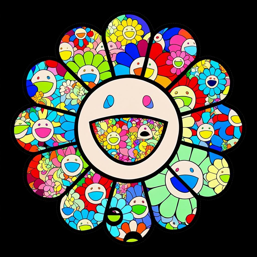 Psychedelic Neon Flower Fractal in Pop Art Style