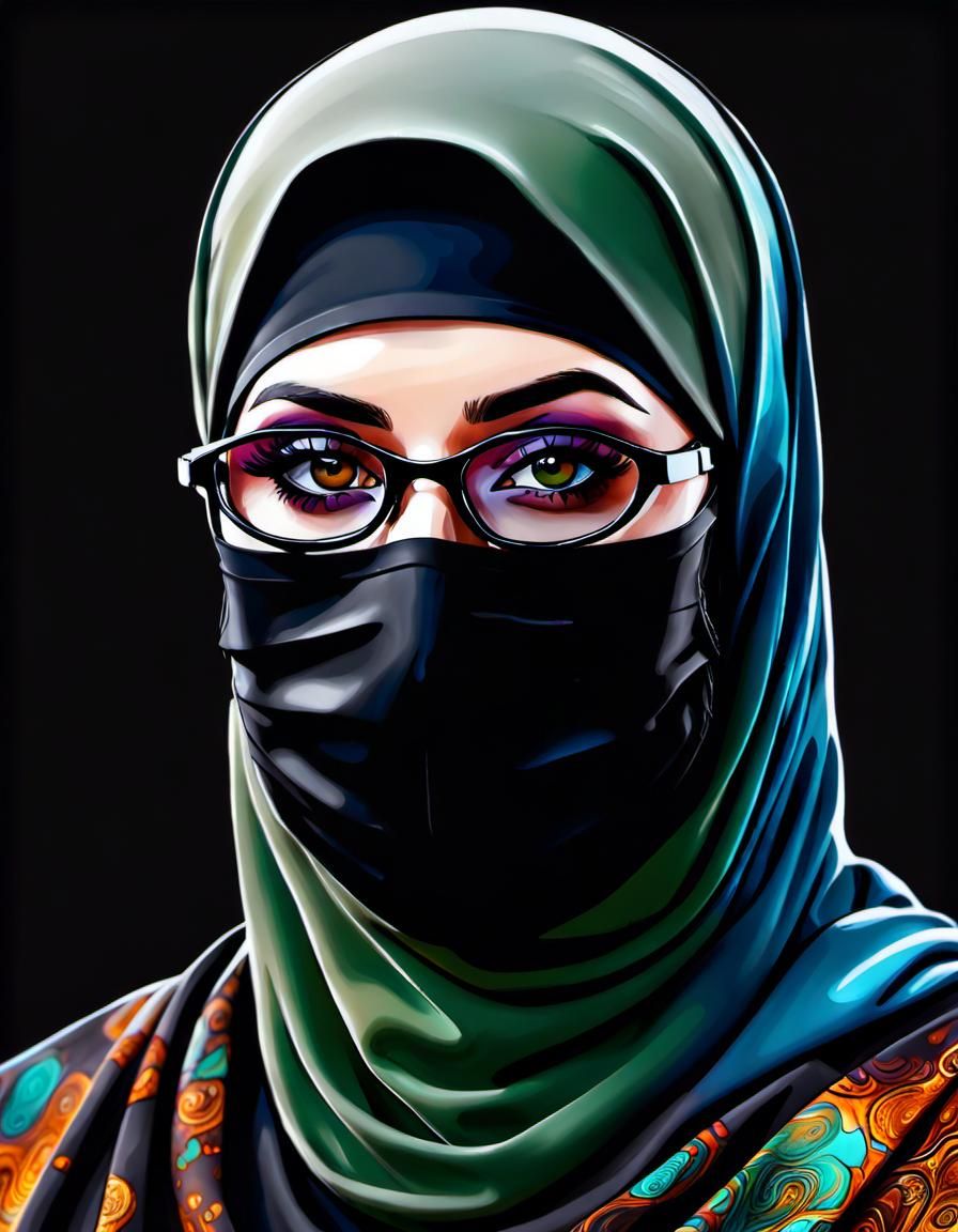 Psychedelic Pop-Art Portrait of a Niqabi Woman