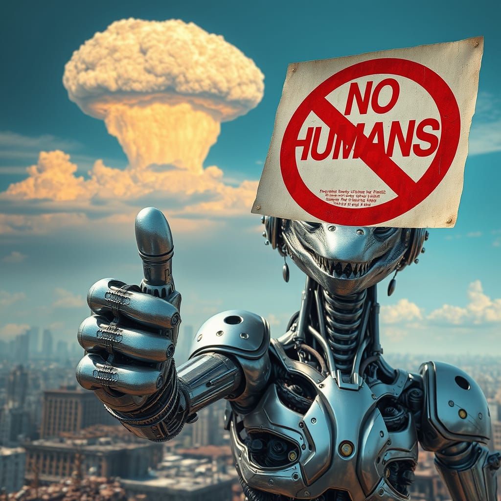 Cyberpunk Cyborg in Abandoned City