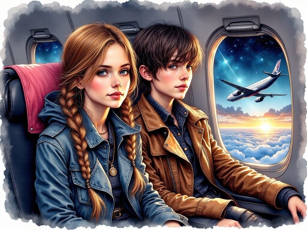 Twin Travelers in Vibrant Ink