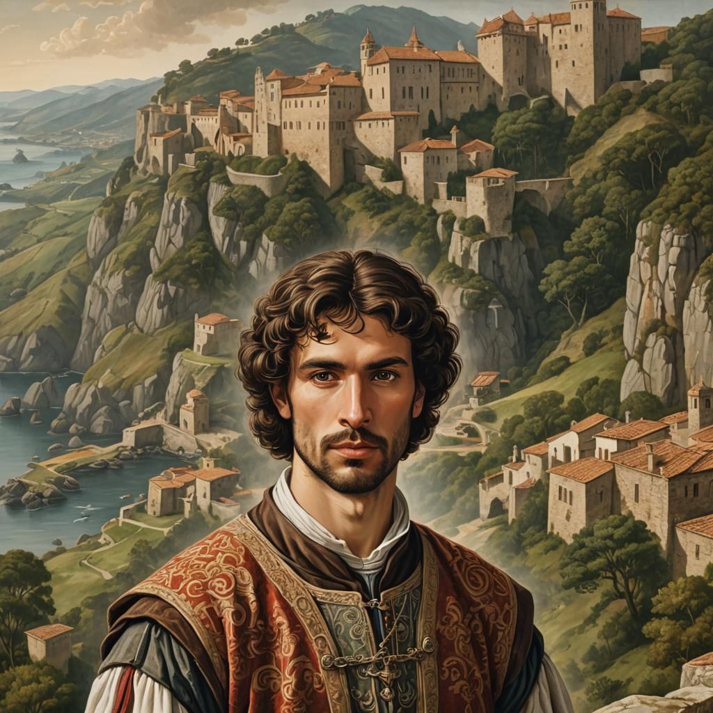 Renaissance Portrait of Galician Man in Traditional Attire