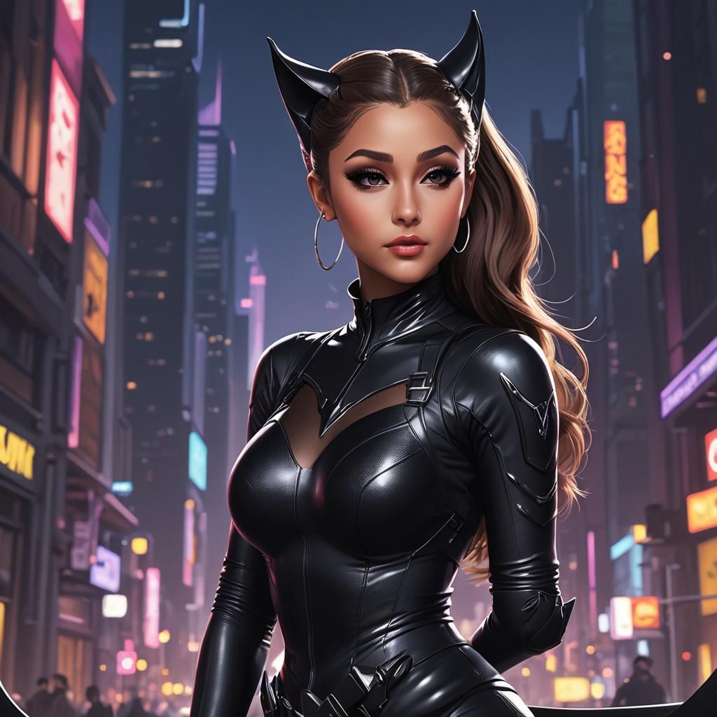 Ariana Grande as Catwoman in 3D Anime Art
