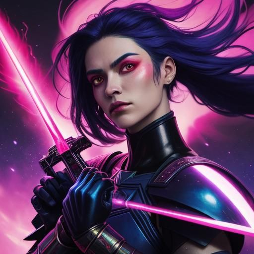 Ethereal Warrior Princess in Crimson Twilight