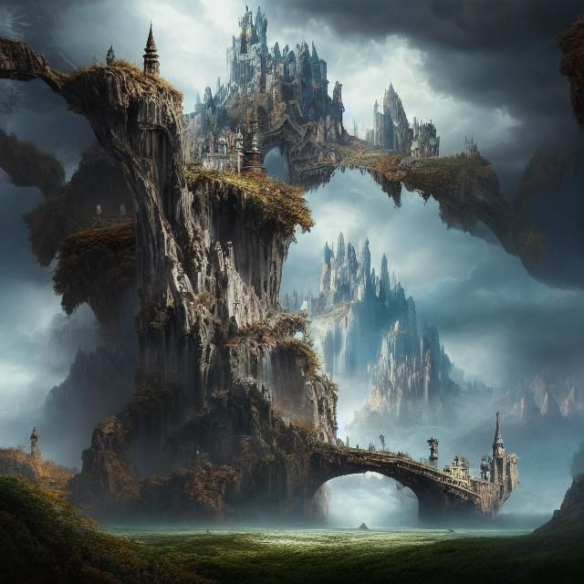 Epic Wonderland Scene in Digital Matte Painting Style