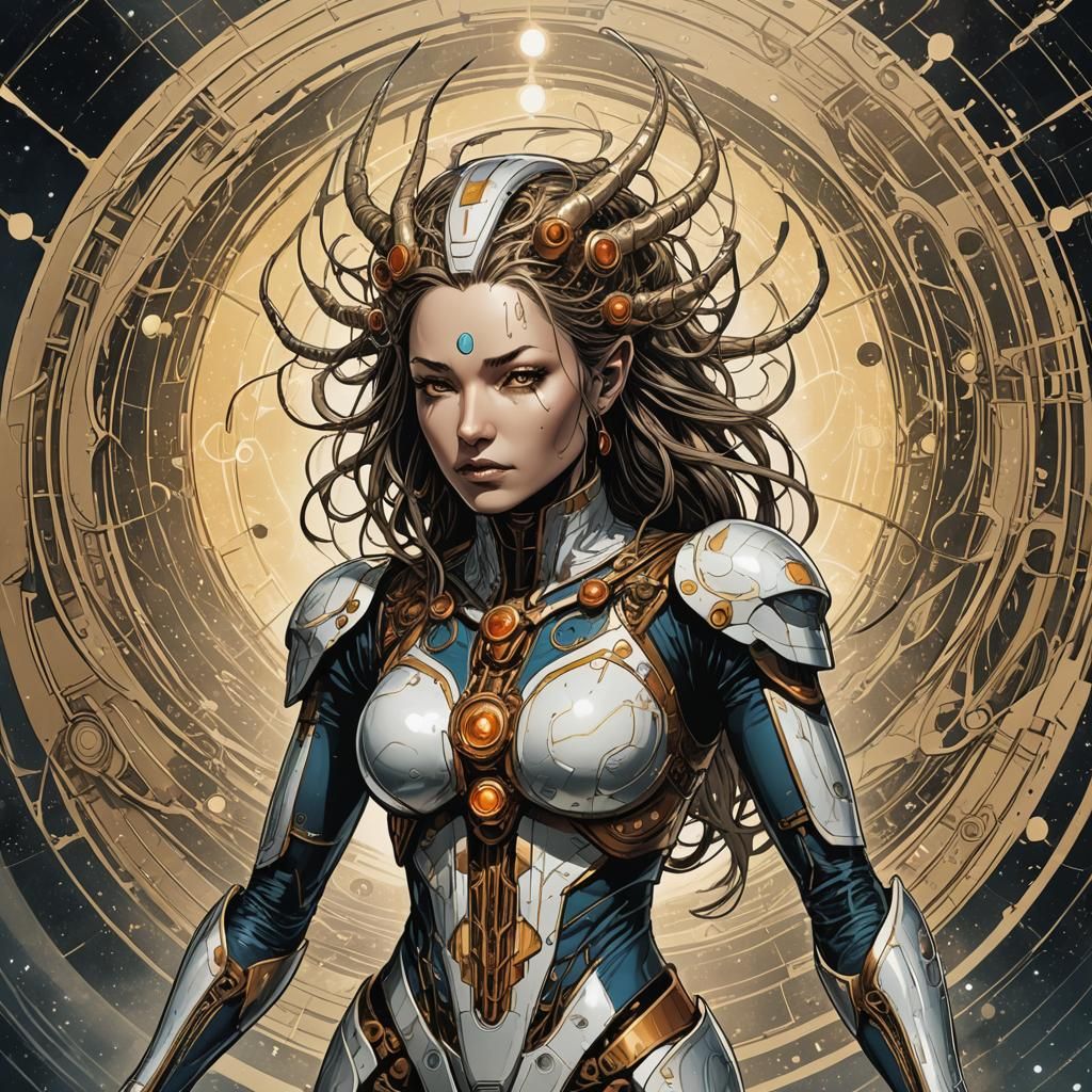 Art Deco City with Alien Gods: Vaporwave Style