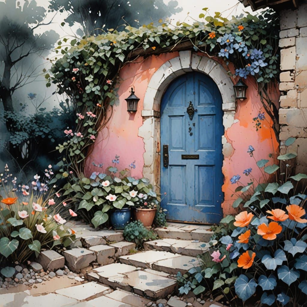 Adobe Cottage in Soft Watercolor