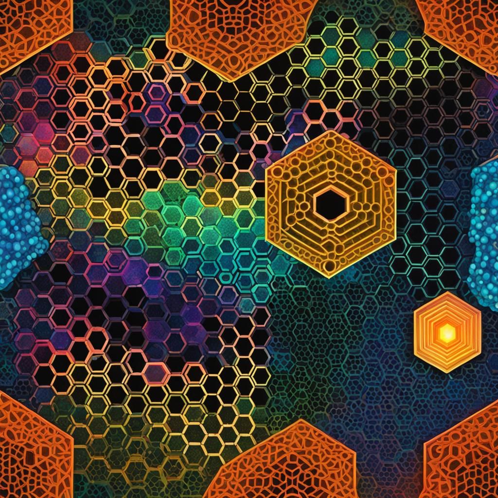 Geometric Neon Abstract in Art Nouveau Style