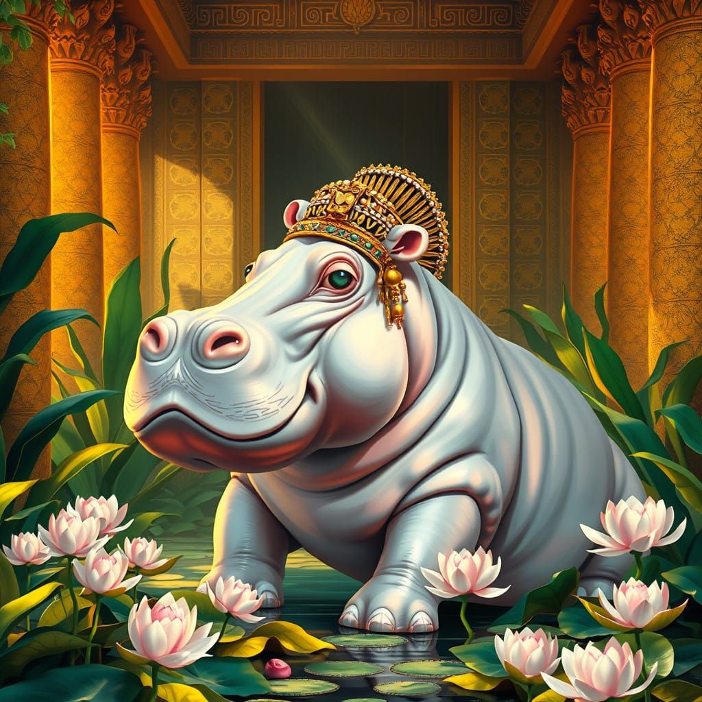 Sacred White Hippo in Golden Temple Garden