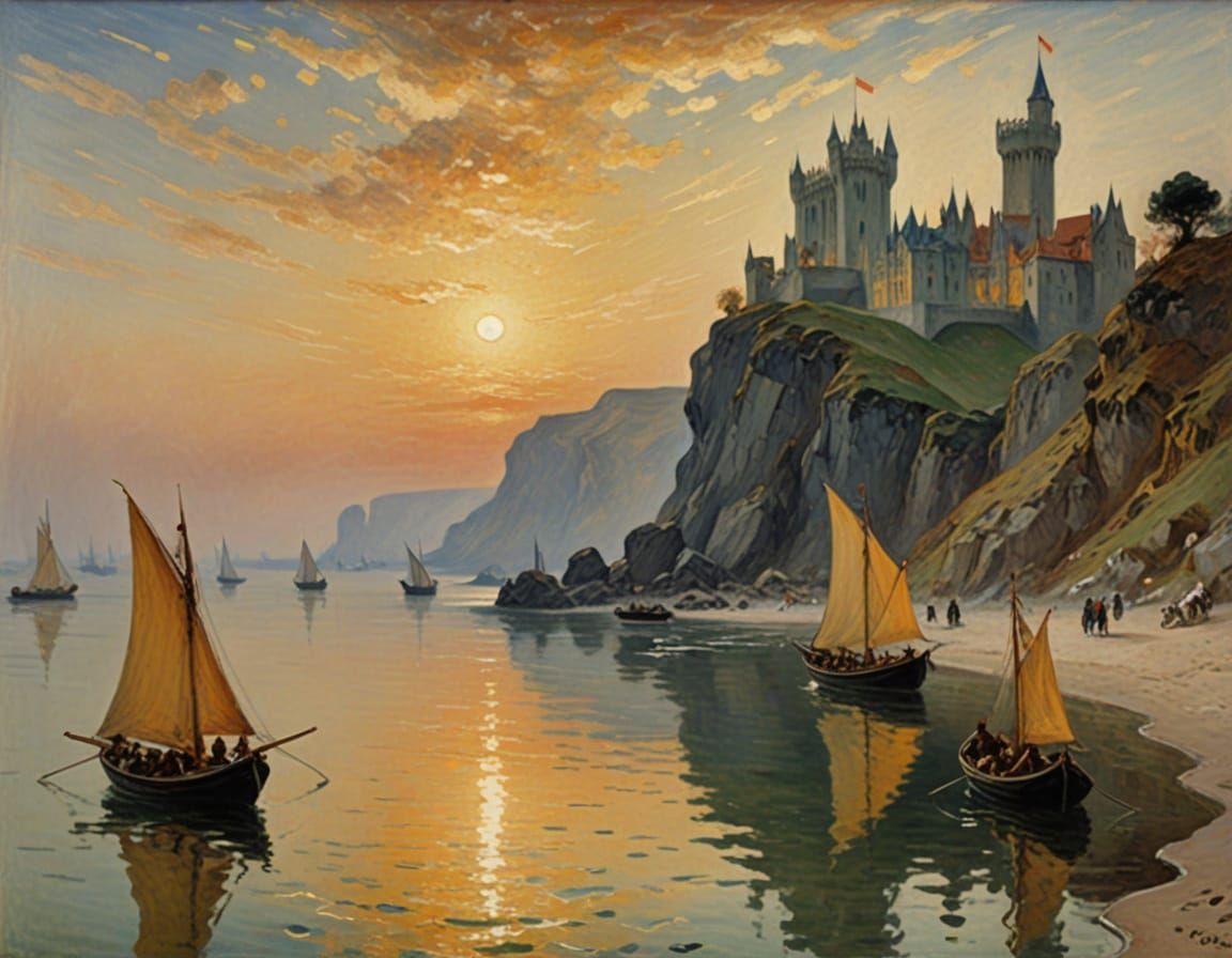Epic Camelot Landscape in Oil Painting Style
