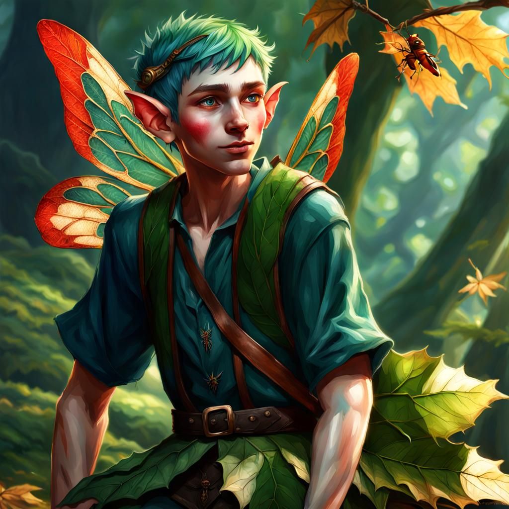Hyperrealistic Pixie Boy with Insect Wings