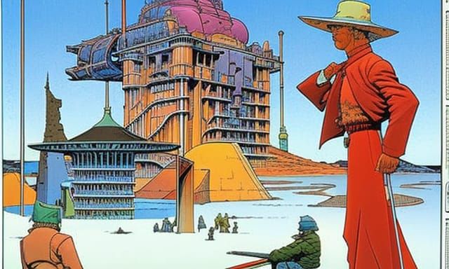 Surreal Landscape in Moebius Style