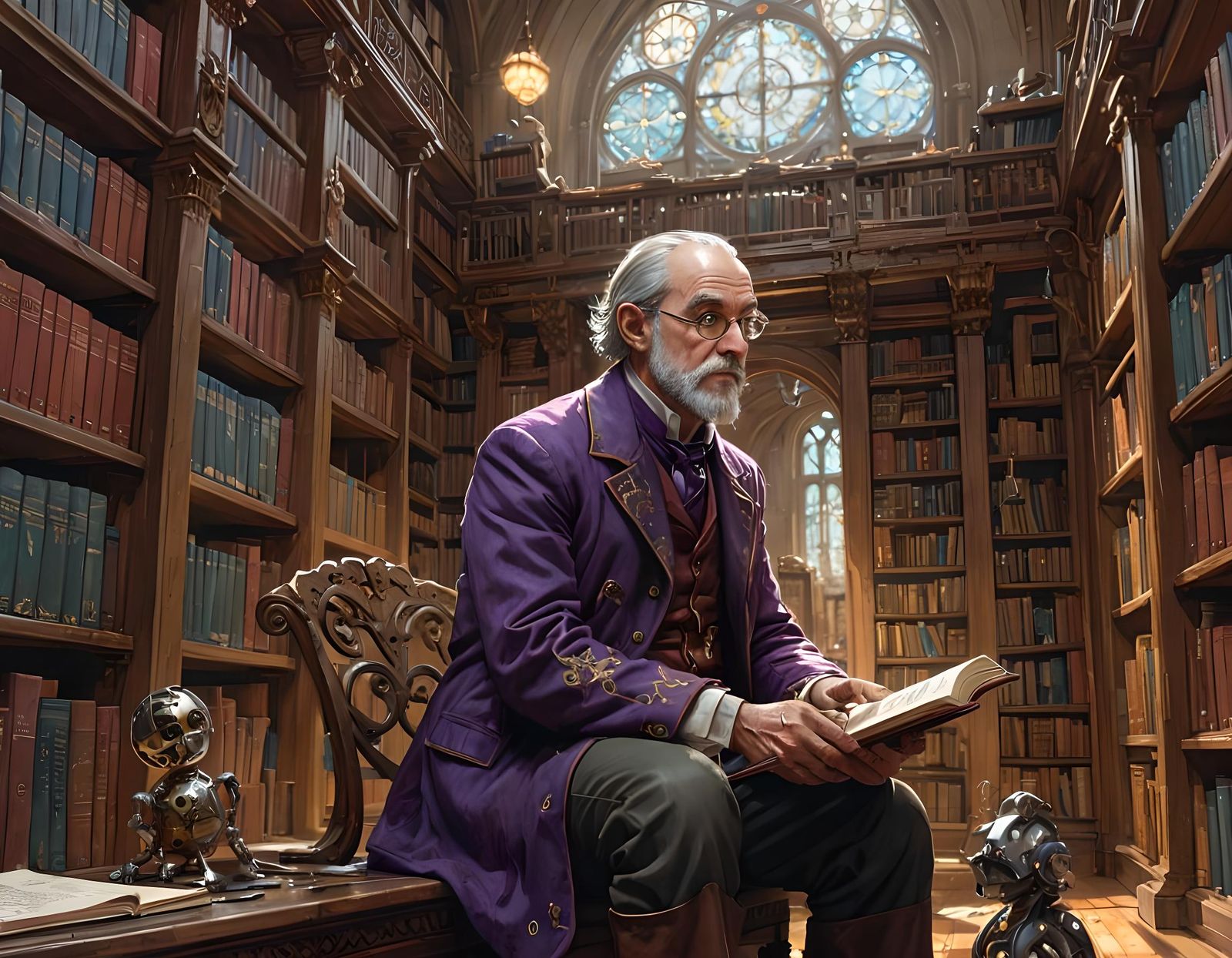 Professor Plum in Library, Digital Art Illustration