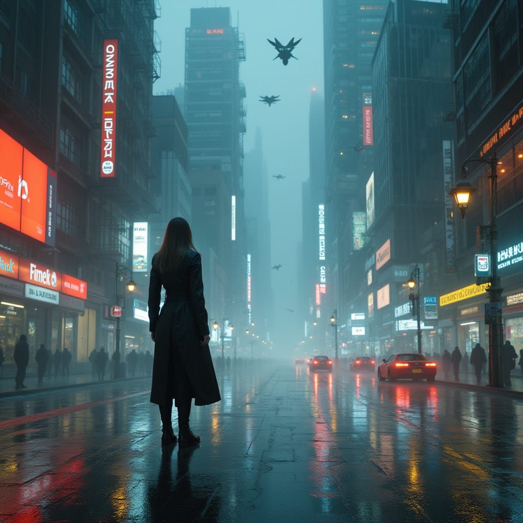 Cyberpunk Cityscape at Night, Blade Runner Aesthetic