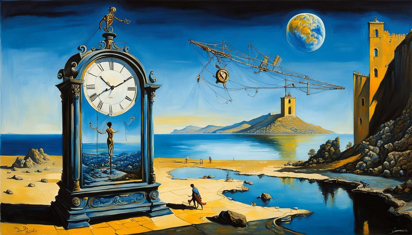 Surrealist Time: An Oil Painting in Dali Style