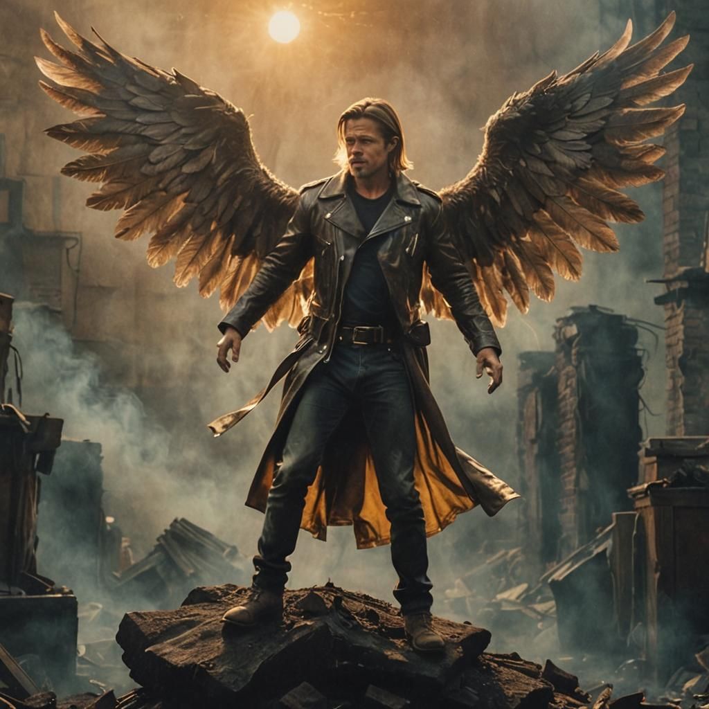 Brad Pitt in Smoky Room, Cinematic 35mm Film Still