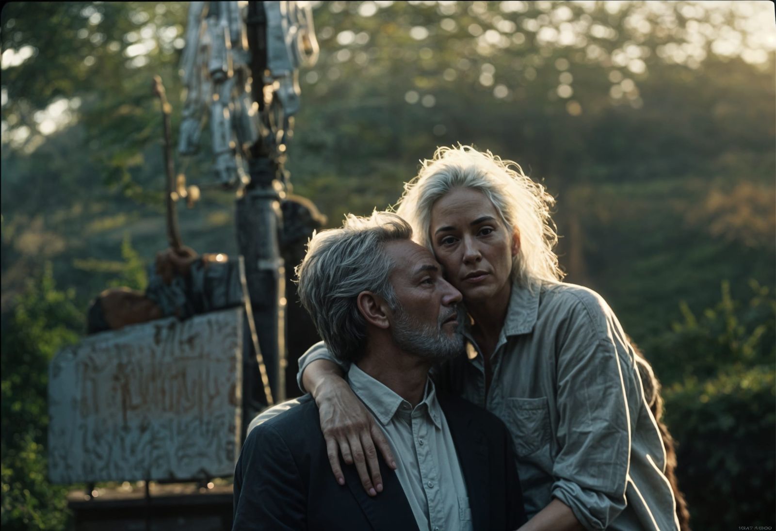 Aging Couple in Film Noir Style