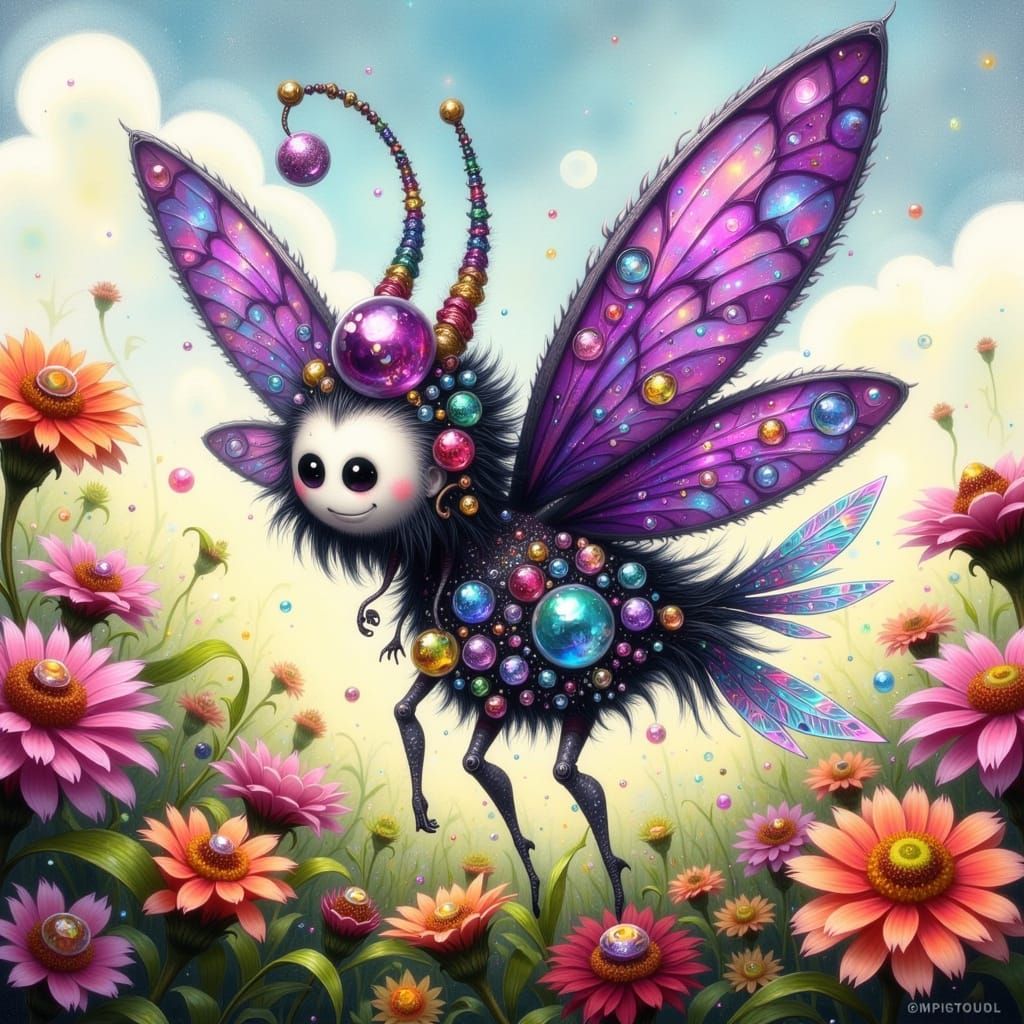 Whimsical Crystalized Fae in a Sun-Drenched Meadow