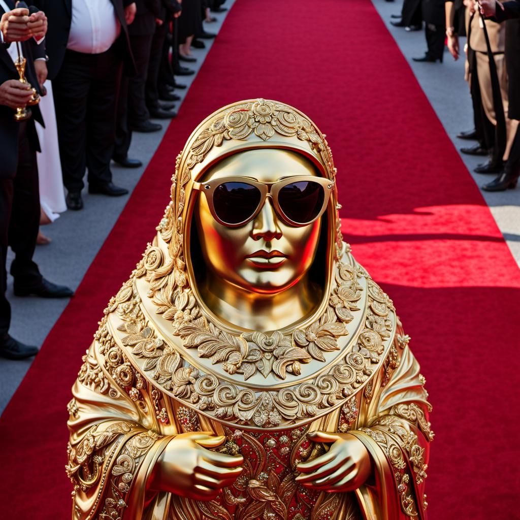 Golden Babushka Statue at Awards Show