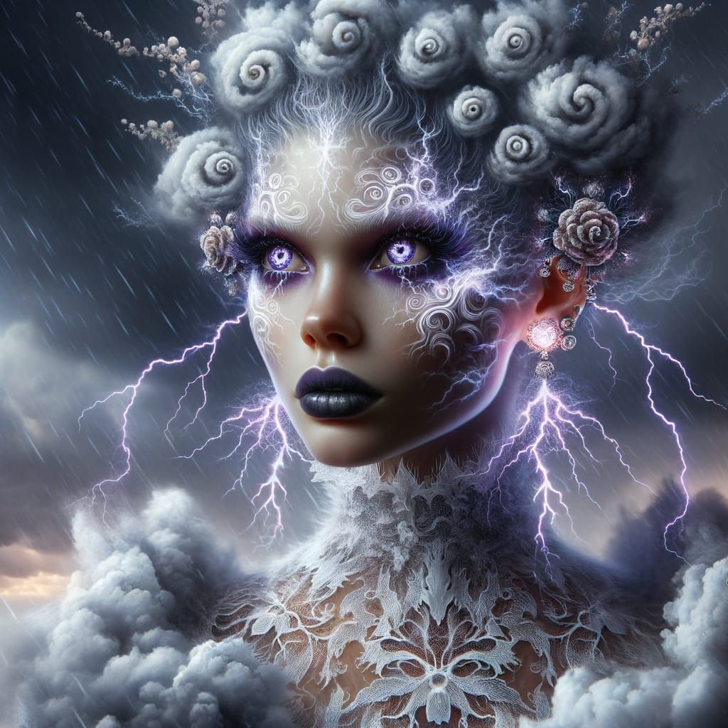 Storm Goddess Fantasy Painting with Photorealistic Details