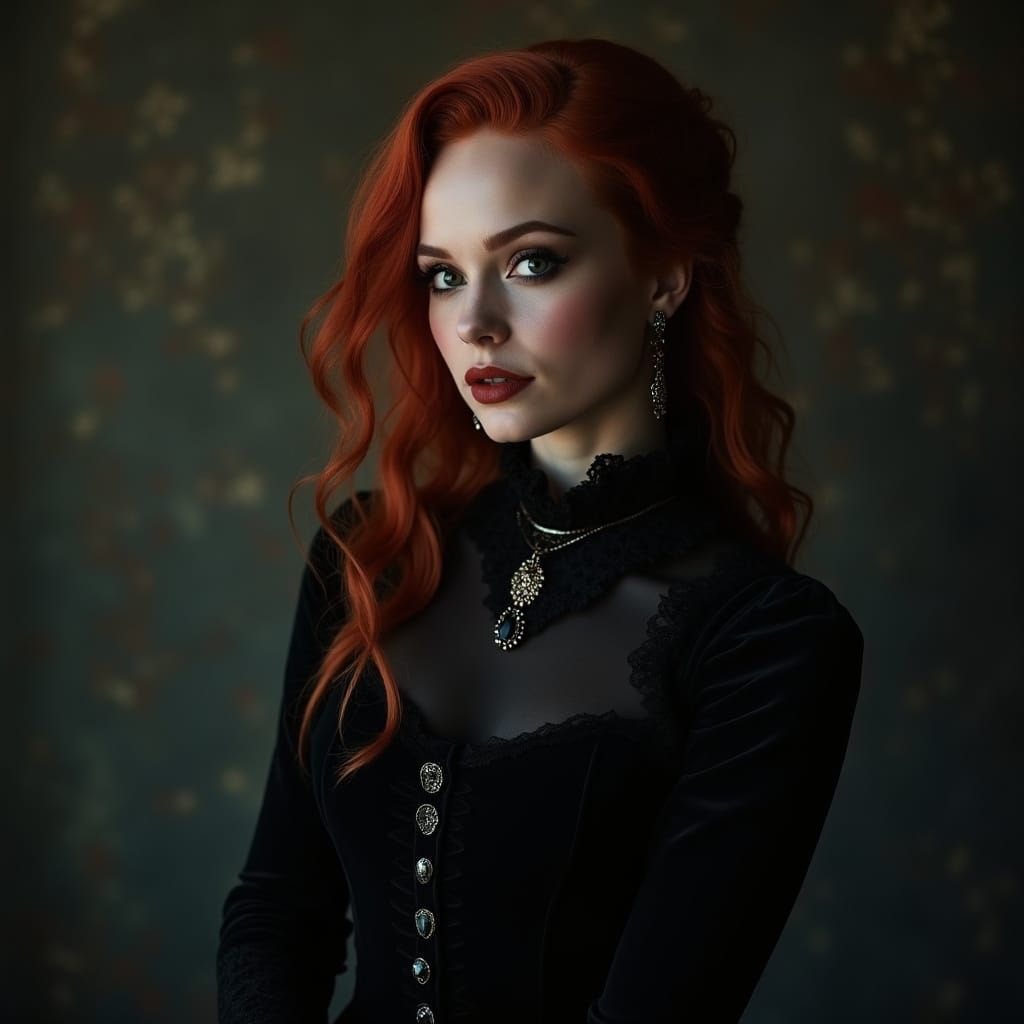 Victorian Madelaine Petsch in Gothic Elegance