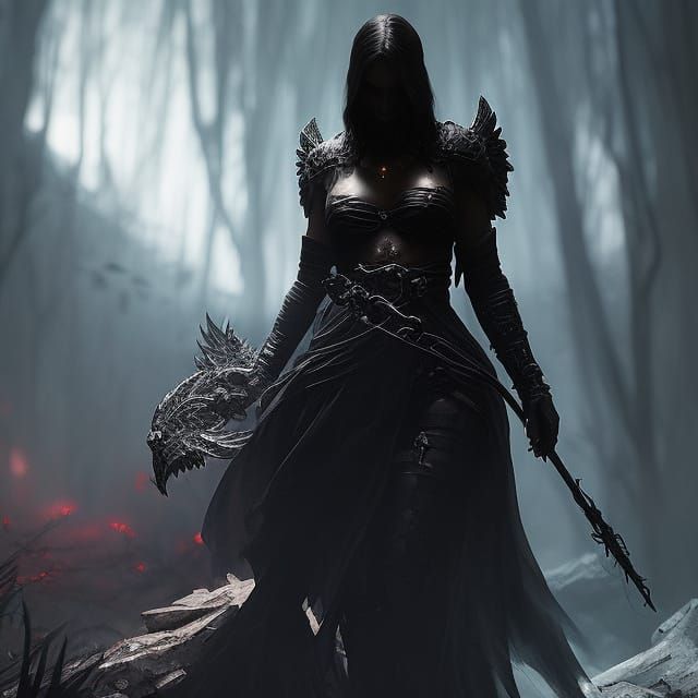 Darkly Beautiful Fallen Angel in Gothic Art Style