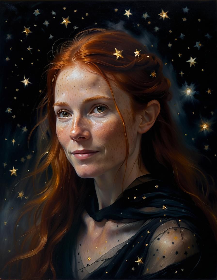 Ethereal Elf Portrait in Chiaroscuro Oil Painting