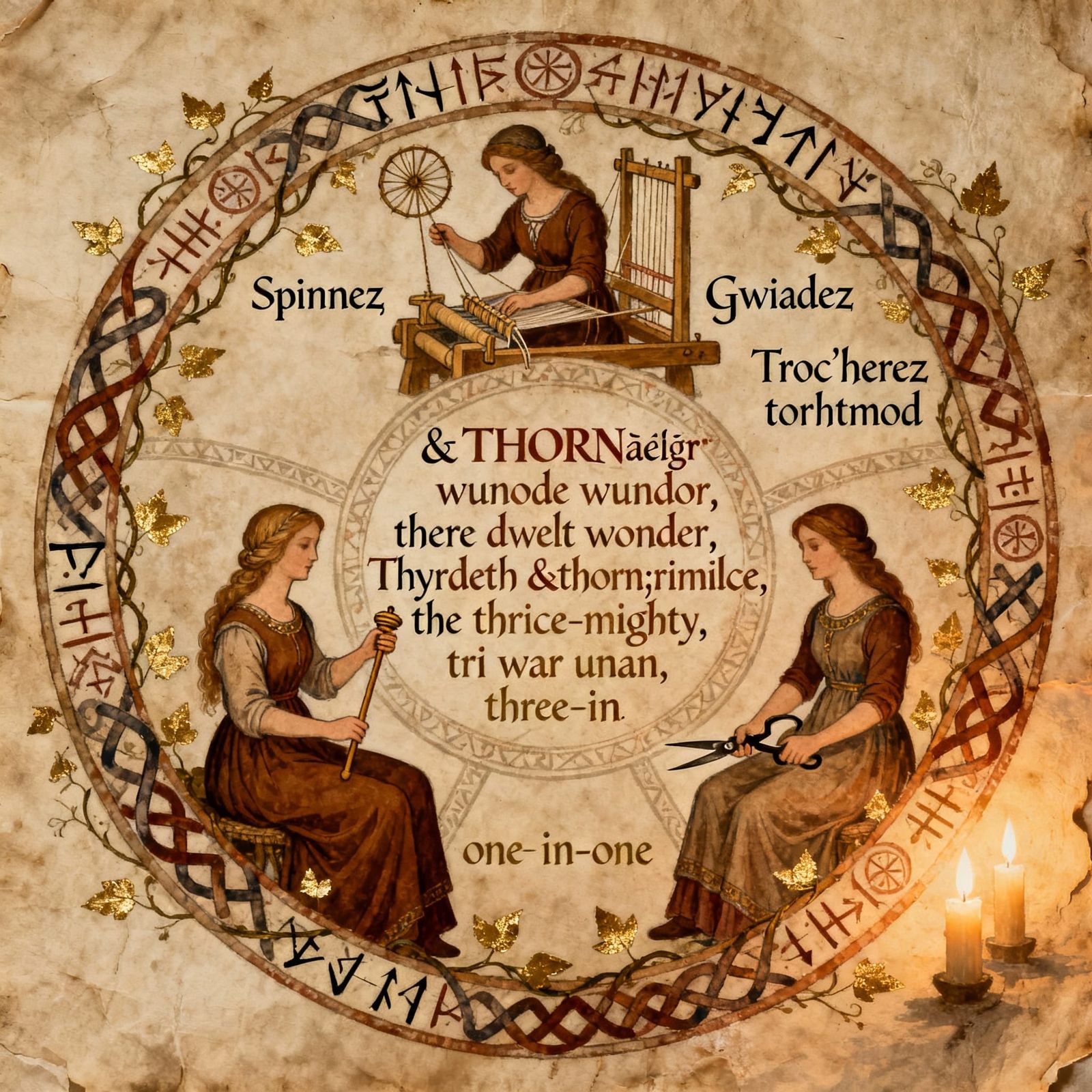 Three-in-One Being of Wonder, Spinner, Weaver