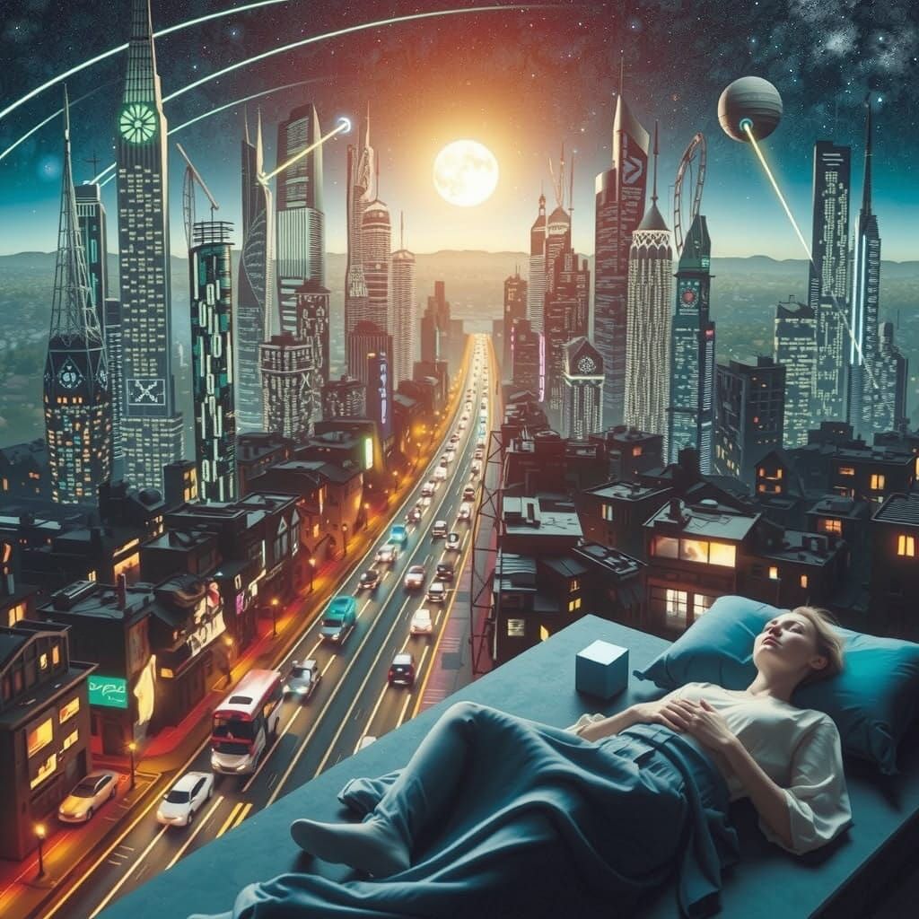 Celestial Dreamscape in Vibrant Blues and Purples