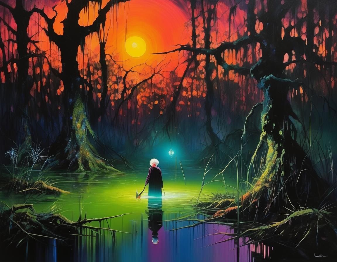 Angry Swamp Hag in Murky Waters: Neo-Expressionism