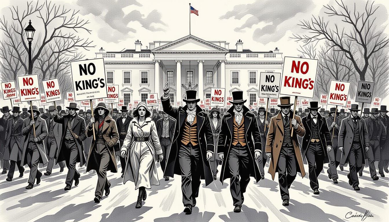 Protest March on White House in Doré Style